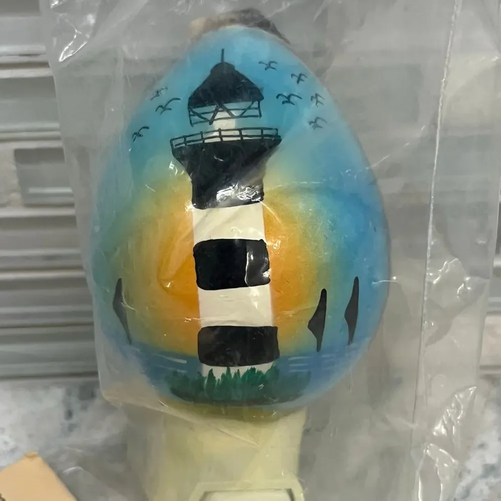 Great Ideas By The Sea Lighthouse Night Light Hand Painted Coastal Nautical #156